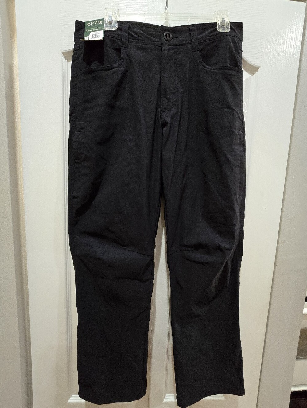 NWT Orvis Men’s Fleece Lined Tech Pants Black 32x29 Water Resistant Stretch